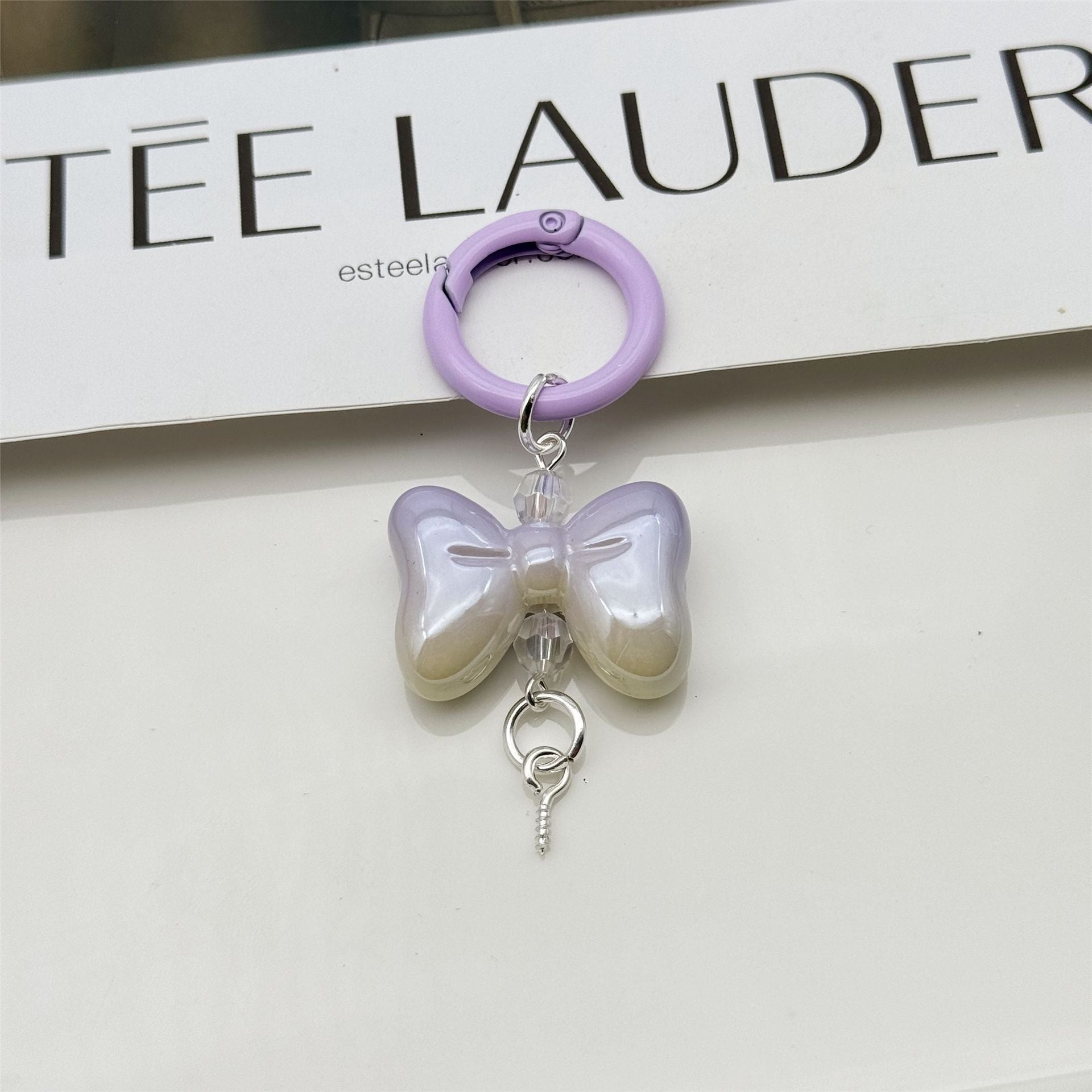Wholesale Candy Color Bow Keychain Color Spring Buckle Cute Bag Pendant