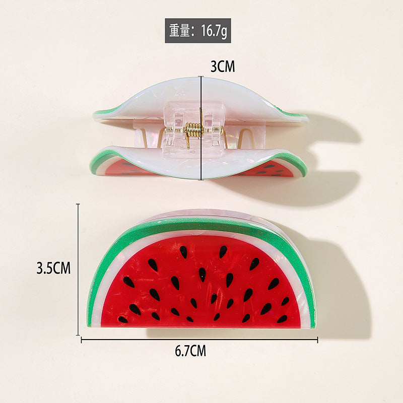 Wholesale PVC Korean Style Fruit Hair Clips Cute Lemon Strawberry Claw Clip For Everyday Styling Gift