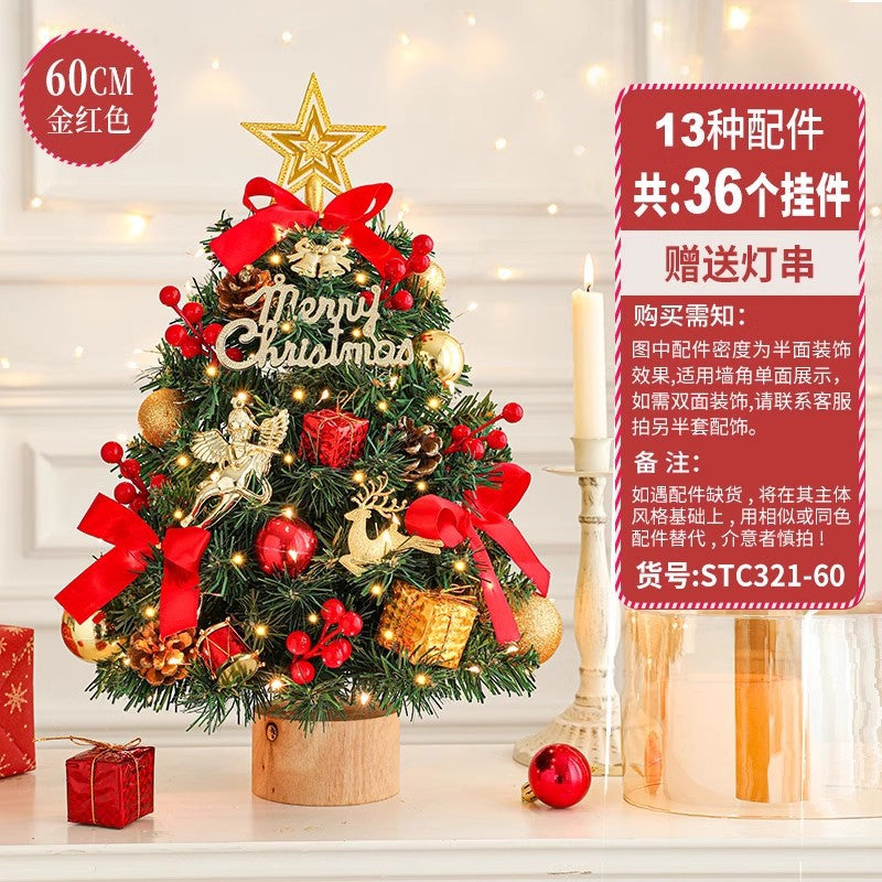 Wholesale Christmas small red desktop Christmas tree stakes ornaments DIY material package to decorate Christmas