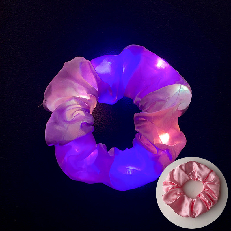 Wholesale Led Luminous Large Intestine Hair Ring DIY Night Light Flower Shiny Fat Intestine Head Rope Nightclub Rubber Band Hair Accessories