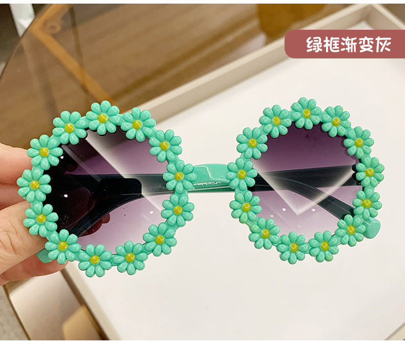 Wholesale Children's Cute Flower Sunglasses Travel Beach Sunshade Glasses Fashion Sunglasses