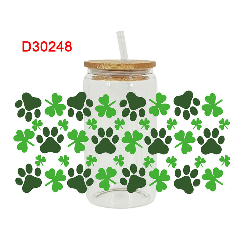 Wholesale Colorful Cartoon St. Patrick's Lucky Clover 16oz Cup UV DTF Film