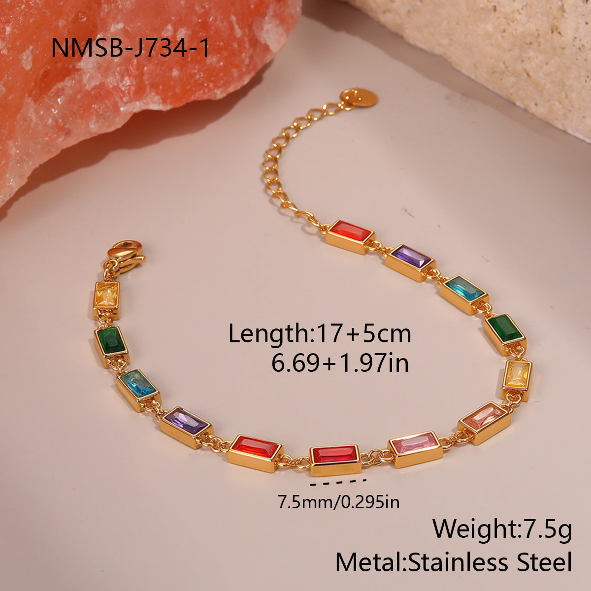 Wholesale Colorful Zircon Exquisite Stainless Steel Bracelet Light Luxury Jewelry