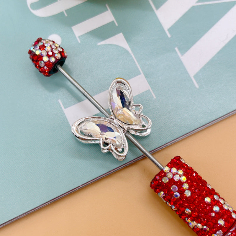 Wholesale 20pcs Alloy double-sided crystal zircon butterfly beads