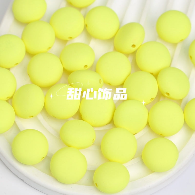 Wholesale 10pcs Macaron Color Rubber Beads Straight Hole Flat Round Beads Diy Jewelry Accessories