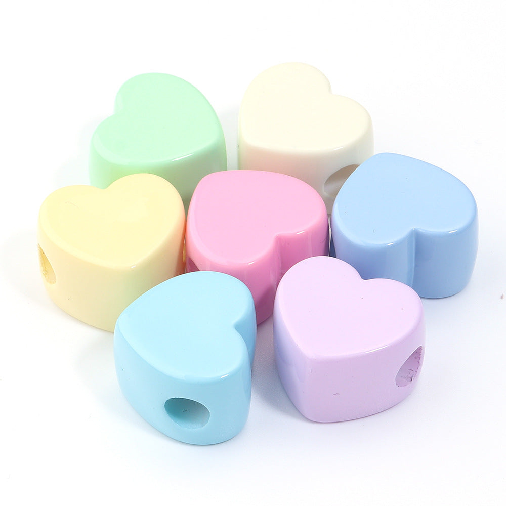 Wholesale 6pcs Acrylic Macaron Color Peach Heart DIY Beads