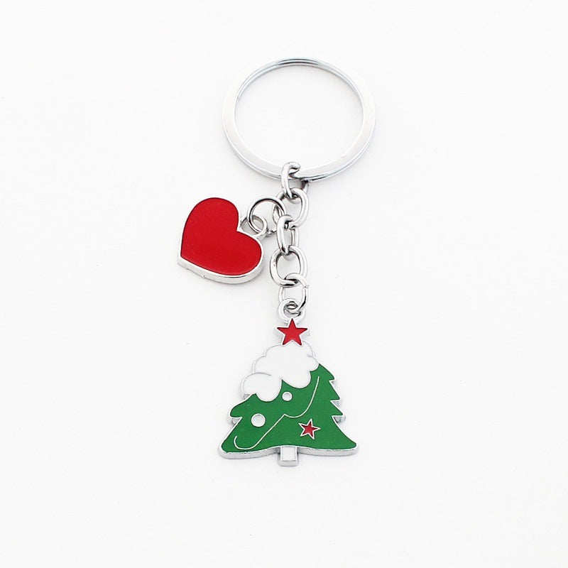 Wholesale Christmas Santa Claus Christmas Hat Drop Oil Zinc Alloy Keychain
