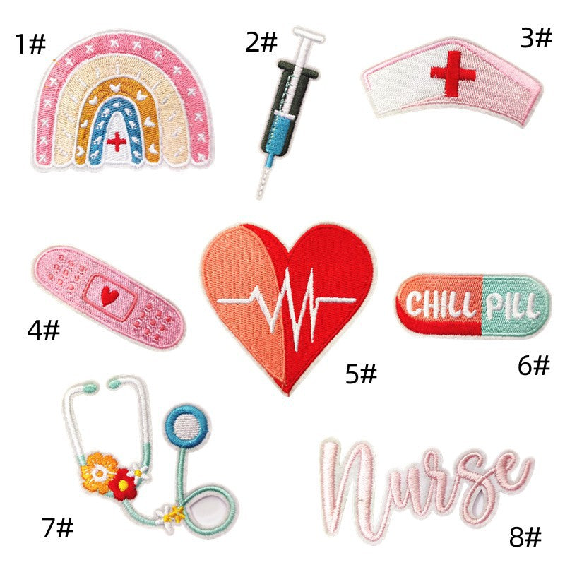 Wholesale Cartoon Heart Embroidered Iron On Patches For Nurse S Day Clothing Decoration