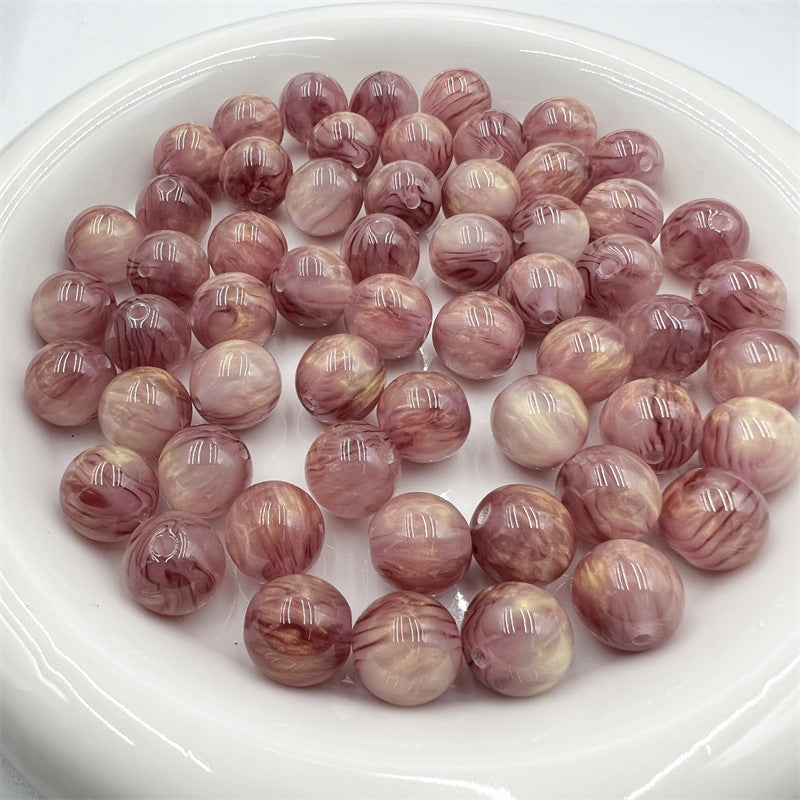 Wholesale 20PCS Symphony Flowing Sands Smudged Clouds Straight Hole 15MM Acrylic Round Beads