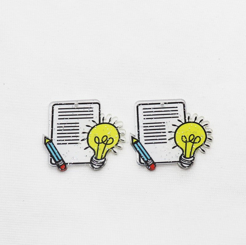 Wholesale 10pcs Back To School Theme Glitter Accessories FlatBack