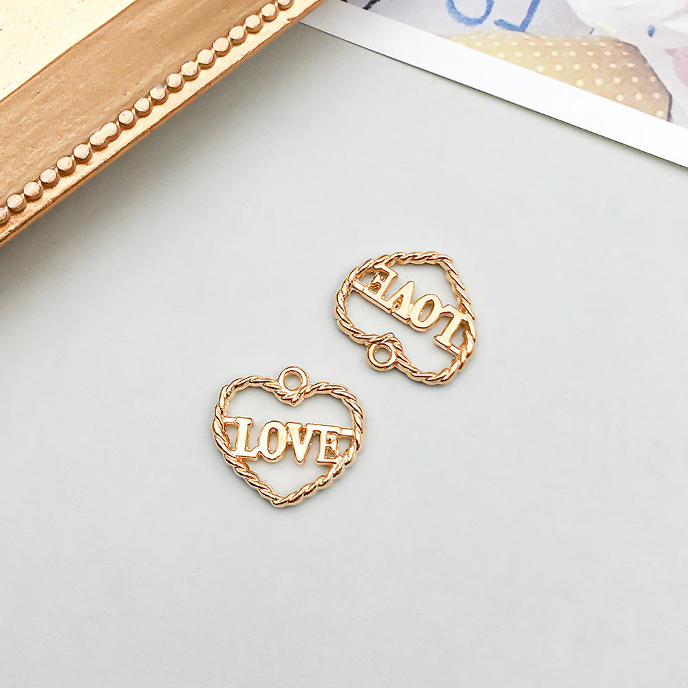 Wholesale 1 KC Gold Alloy Simulation Heart Letter Series DIY Pendant