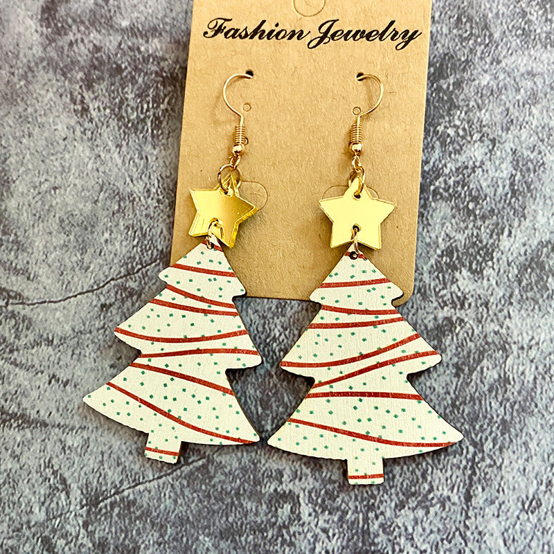 Wholesale Christmas Tree Wooden Earrings
