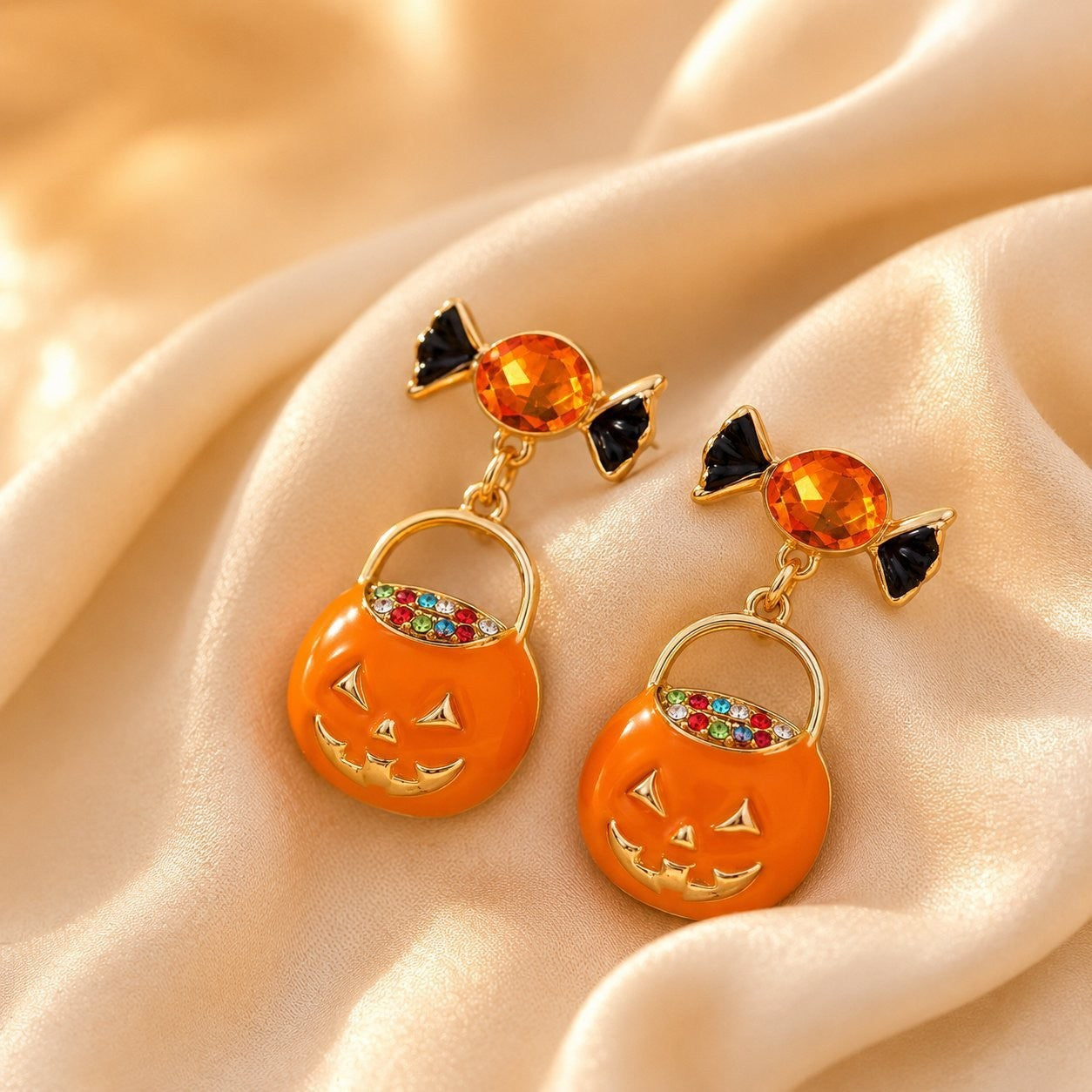 Wholesale Alloy  Pumpkin Skeleton Earrings Retro Distressed Fashion Accessory Gift Boutique Resale