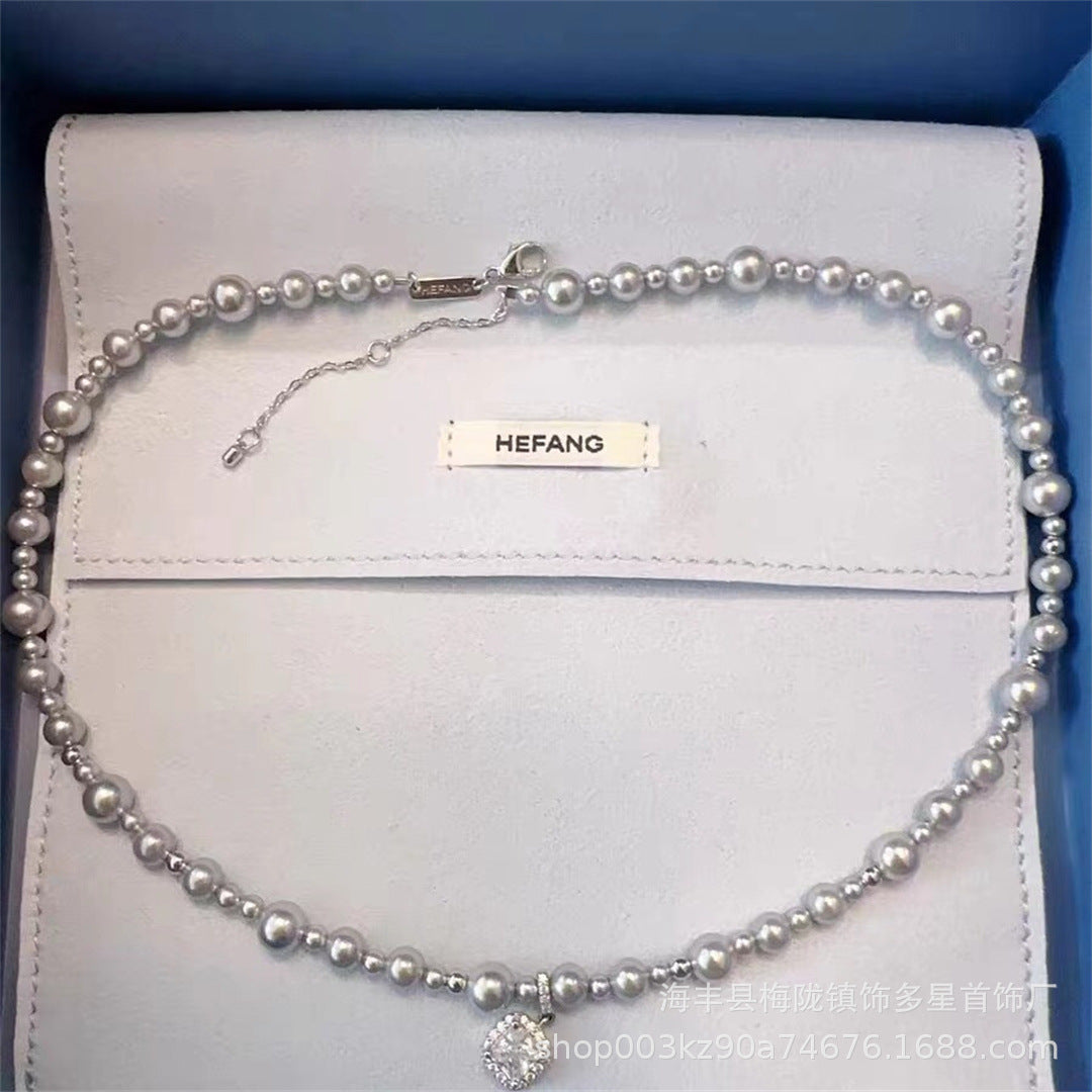 Wholesale Necklace Silver Grey Women's Valentine's Day Gift