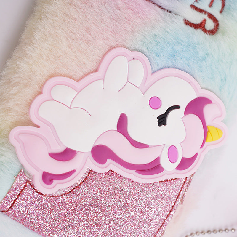 Wholesale Unicorn Colorful Plush Pen Bags