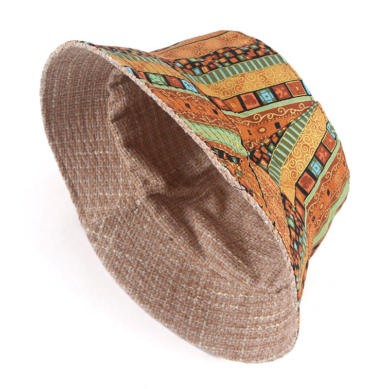 Wholesale Cotton Vintage Ethnic Style Reversible Printed Bucket Hat
