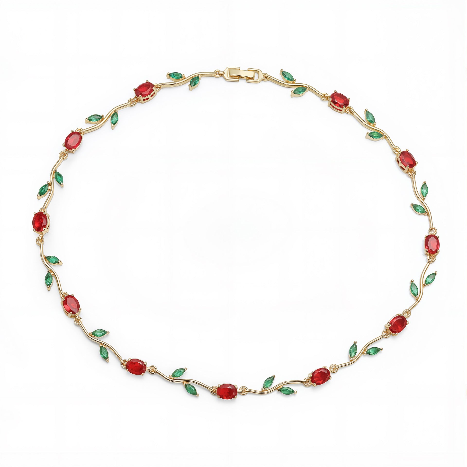 Wholesale Luxury Copper Inlaid Colored Diamond Bracelet Necklace Set
