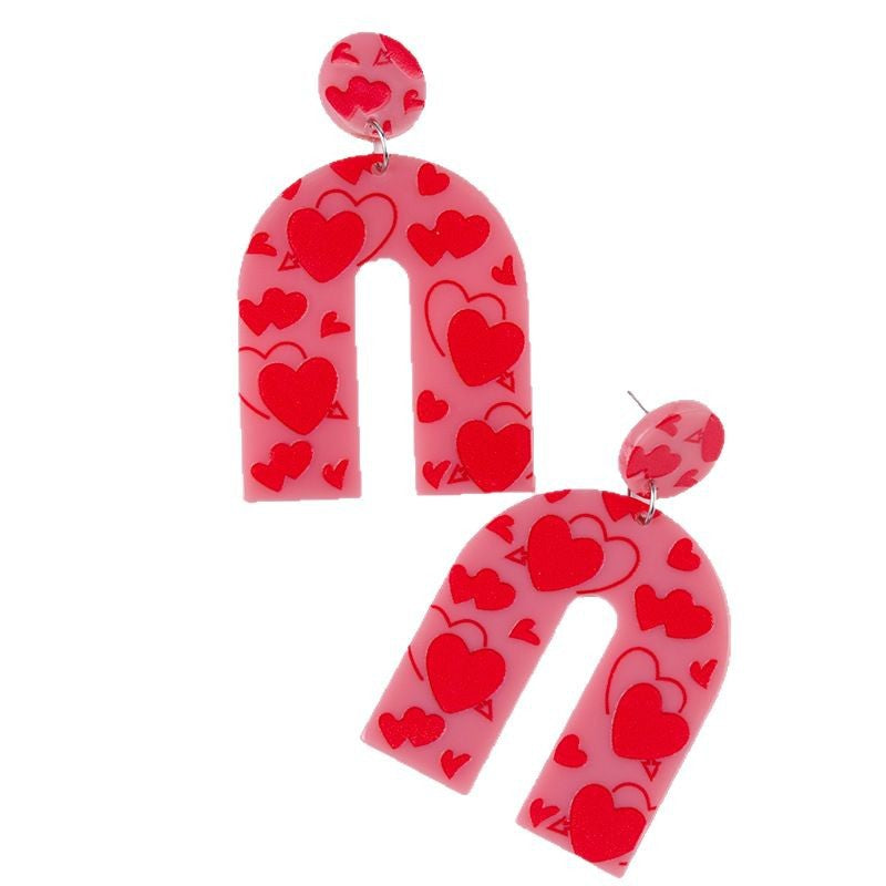 Wholesale Love droplet shaped Valentine' s Day acrylic earrings