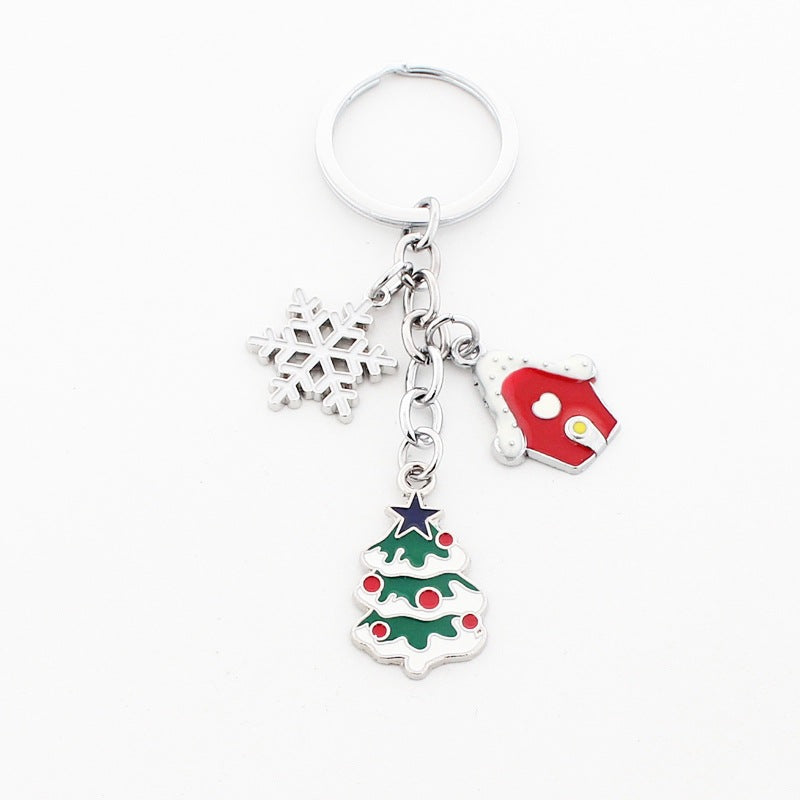 Wholesale Christmas Santa Claus Christmas Tree Drop Oil Zinc Alloy Keychain