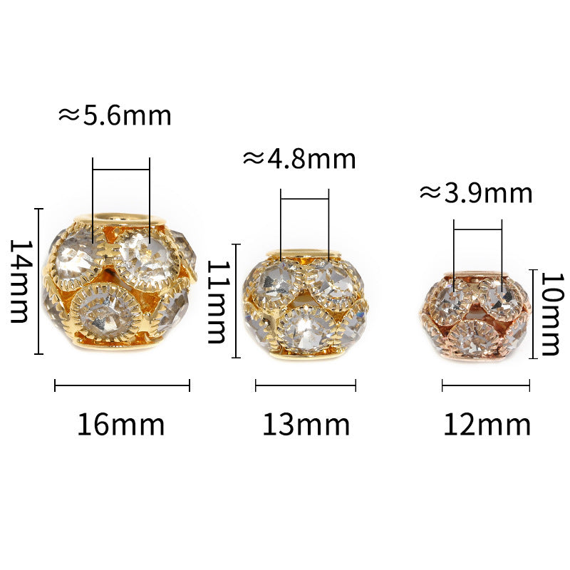 Wholesale 50pcs Large Hole  Ball Beaded Diamond  Beads