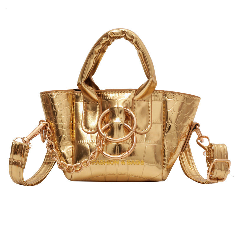 Wholesale Mini Bucket Bag Shiny Surface One Shoulder PU Handbag Diagonal Bag