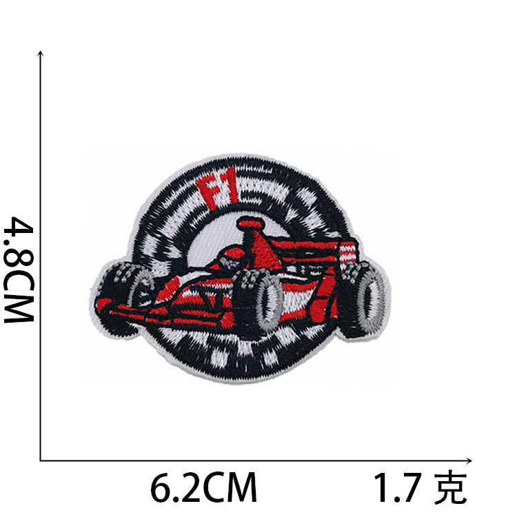 Wholesale Stylish Construction Vehicle Embroidery Patches Self Adhesive Polyester Cloth Applique For Clothing And DIY