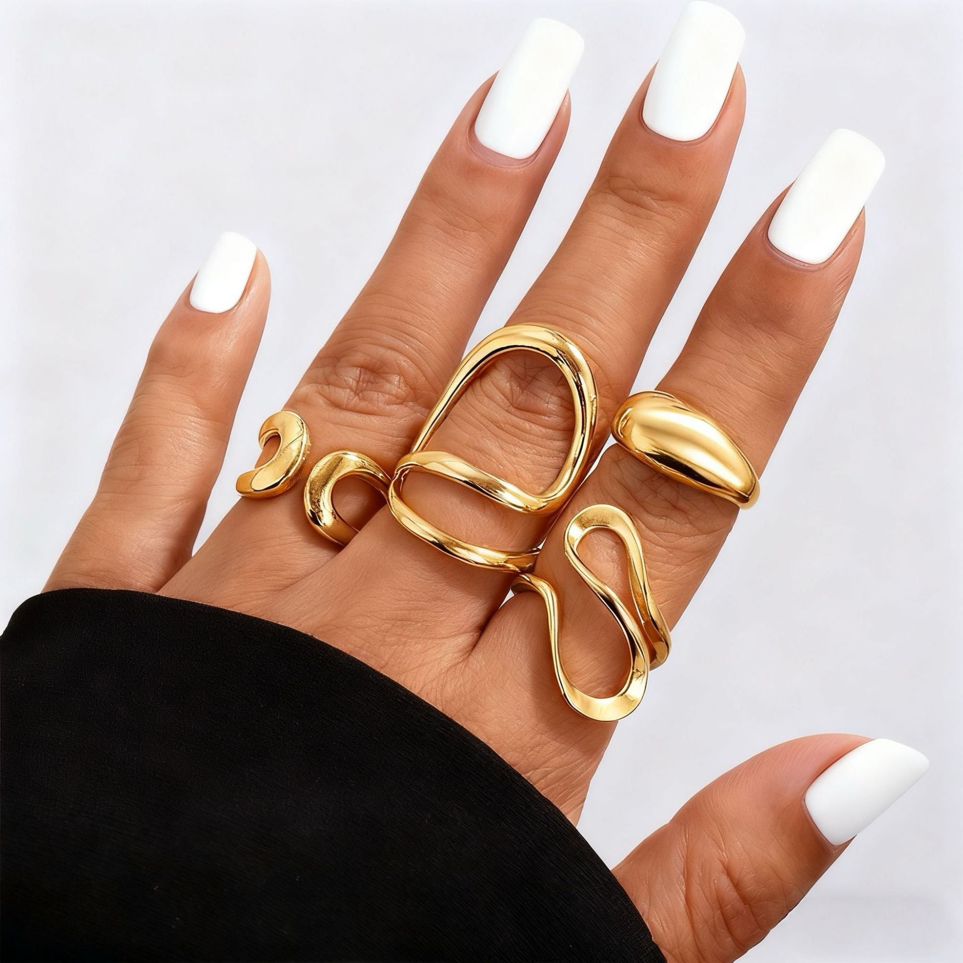Wholesale Geometric Retro Irregular Diamond Set Ring Set