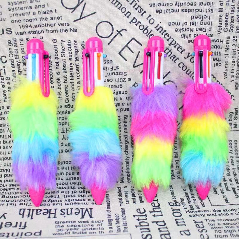 Wholesale Rainbow Plush Multicolor Ballpoint Pen