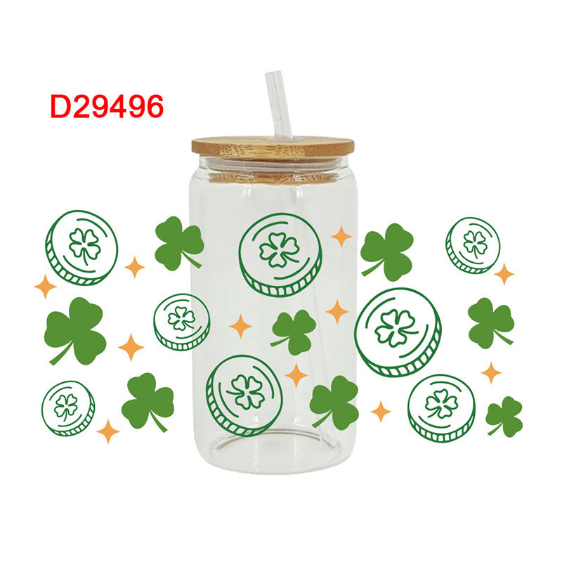 Wholesale Green Clover St. Patrick's Day 16oz Cup UV DTF Wraps