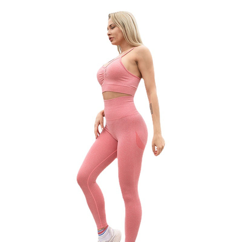 Wholesale Hip Lifting Breathable Tight Fitting Sports Set Nylon Yoga Clothes