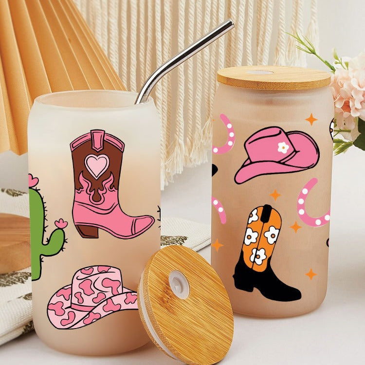 Wholesale UV Transfer Paste Glass C16oz Cup UV DTF Wraps 23cmX11cm