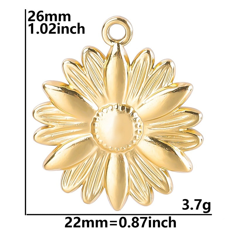 Wholesale Stainless Steel Gold Sunflower Colorful Pendant Accessories