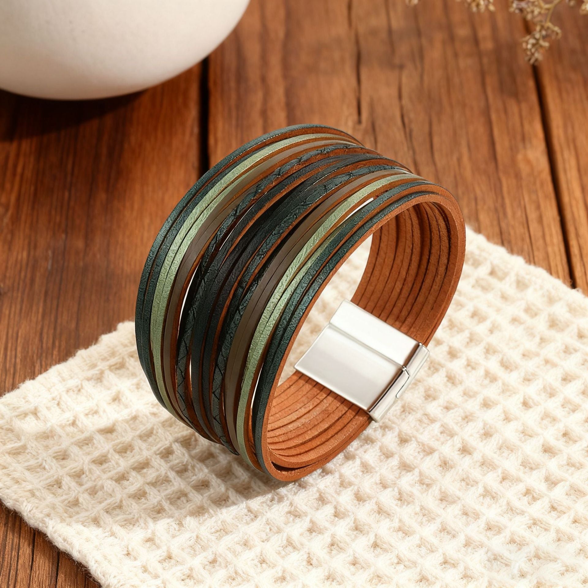 Wholesale Color-blocked embossed  Layered Bracelet Set
