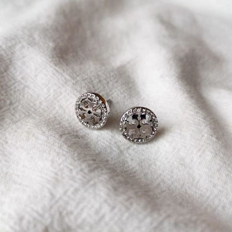 Wholesale Fashion, Light Luxury, Simple Commuting, Niche Design, Inlaid with Rhinestones, Hollowed Out Small Metal Circular Earrings