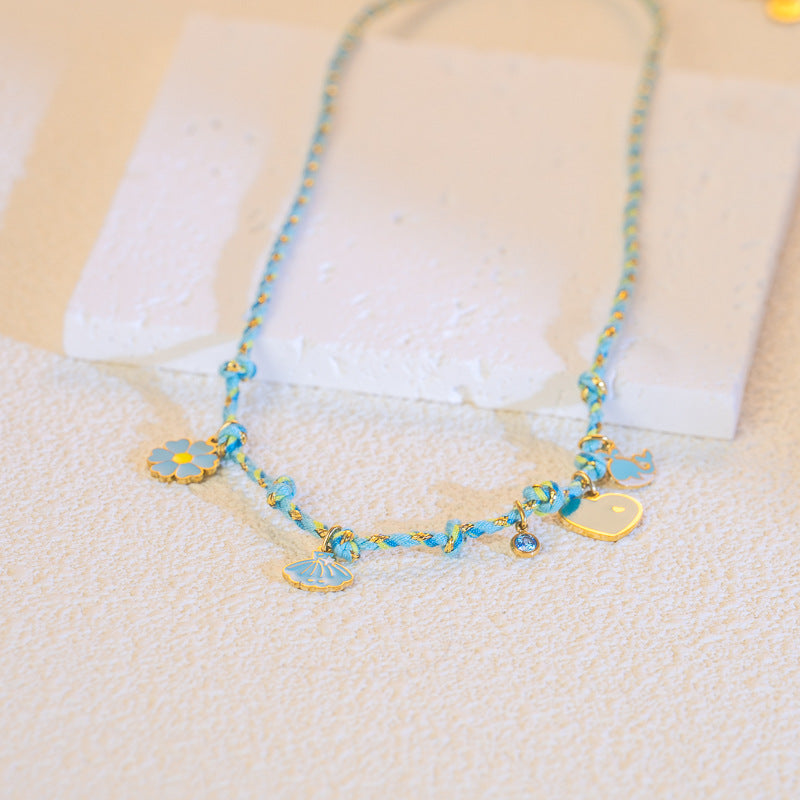Wholesale Braided Necklace Luxury Multi-Pendant Niche stainless Steel Necklace