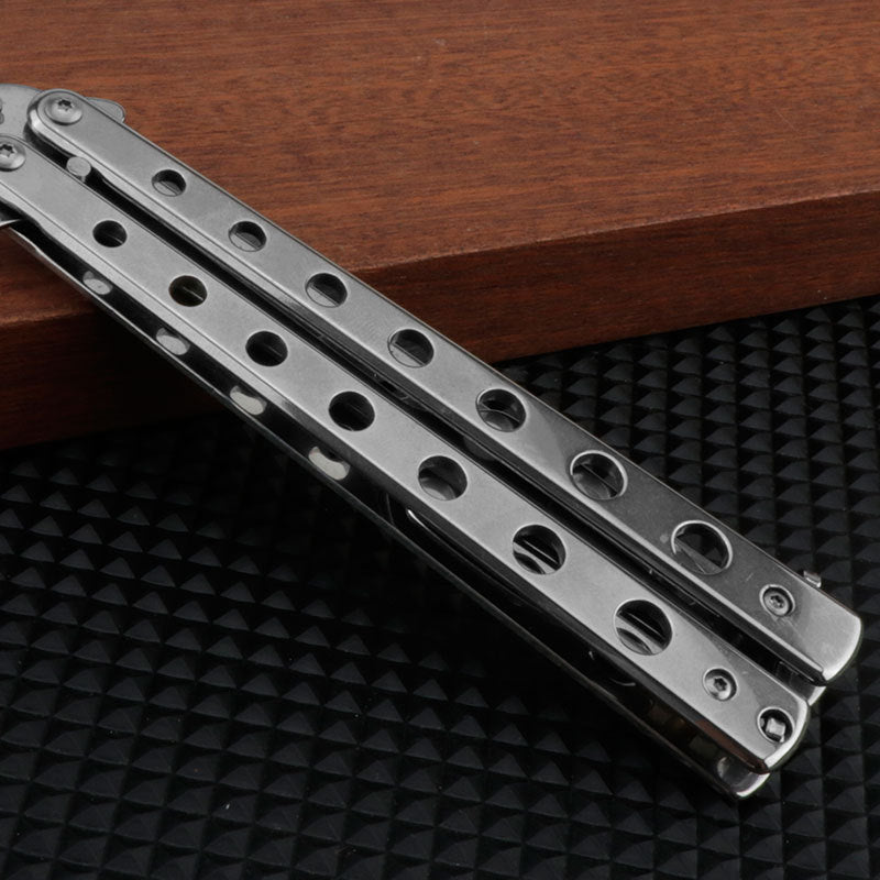 Wholesale Stainless Steel Outdoor Portable Folding Butterfly Practice Fork Spoon