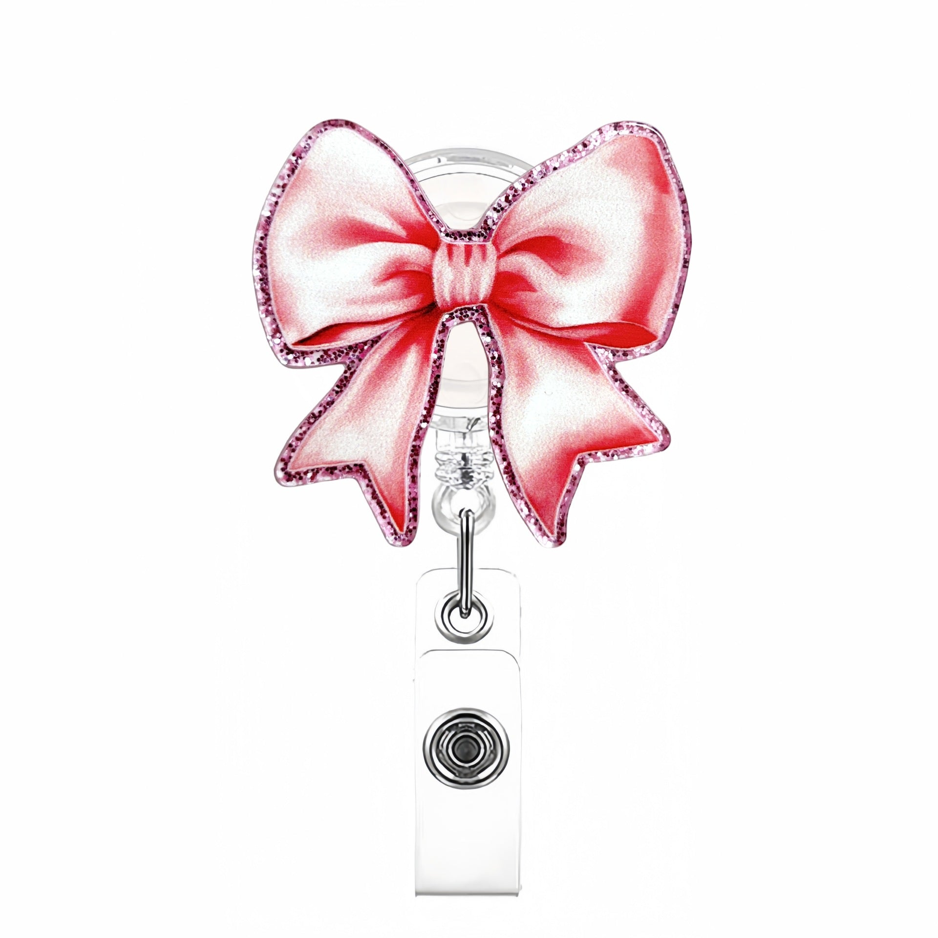 Wholesale New Flash Point Acrylic Creative Bow Doctor Nurse Student ID Easy Pull Buckle Telescopic Badge Clip