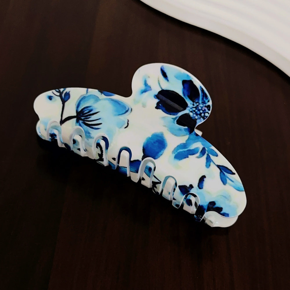 Wholesale Blue and white porcelain pattern hairpin shark clip headdress