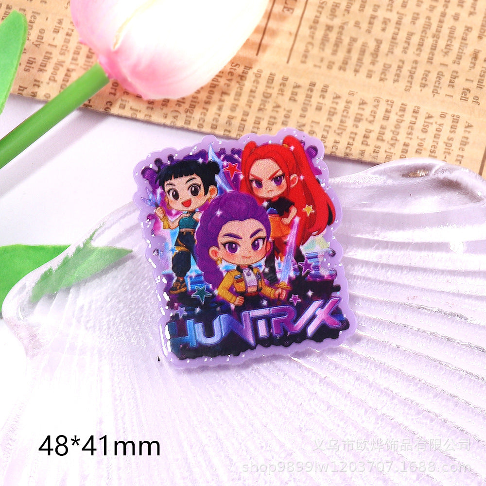 Wholesale 10pcs/ pack Cartoon Girl Cute Acrylic Pin Cute DIY Accessories