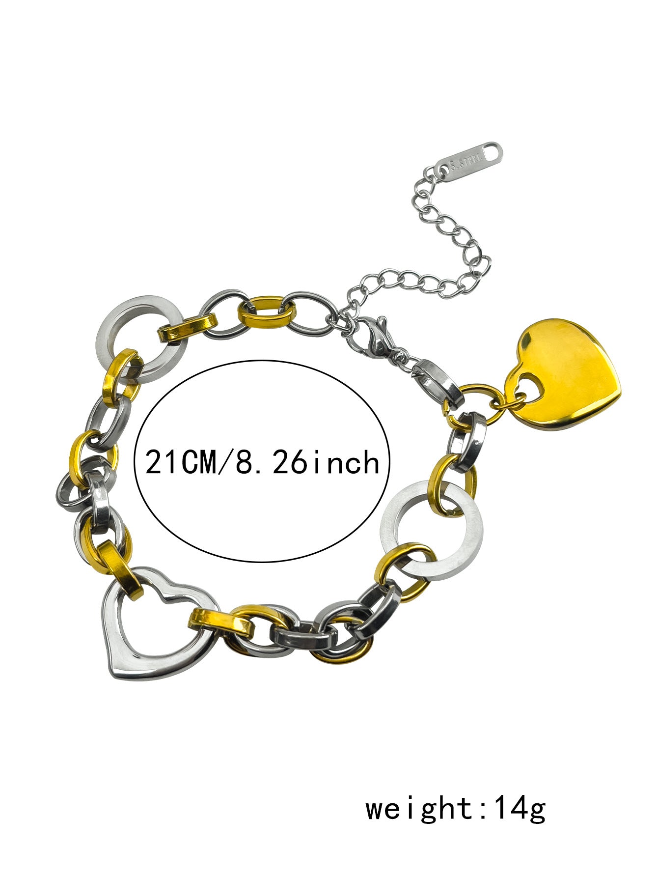 Wholesale Titanium steel gold-plated two-color hollow peach heart chain