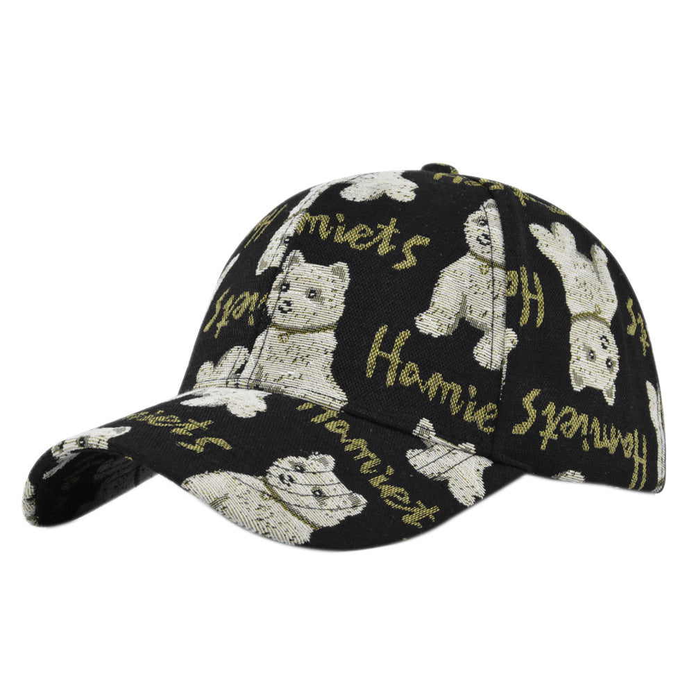 Wholesale Retro Cartoon Bear and Puppy Pattern Baseball Cap