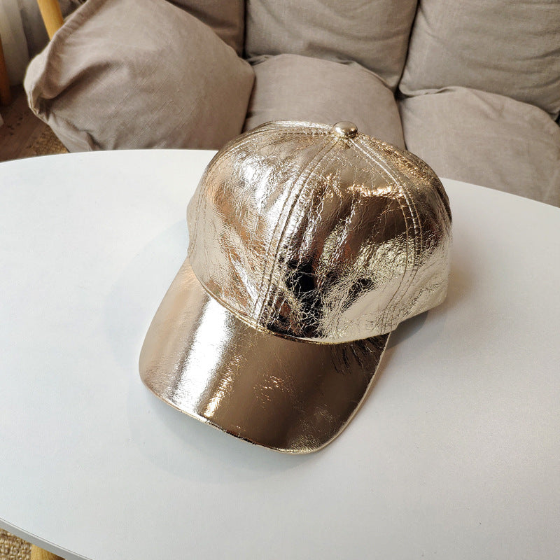 Wholesale Bright Color Baseball Caps Pu Leather Peaked Caps Hip-Hop  Trendy Hats