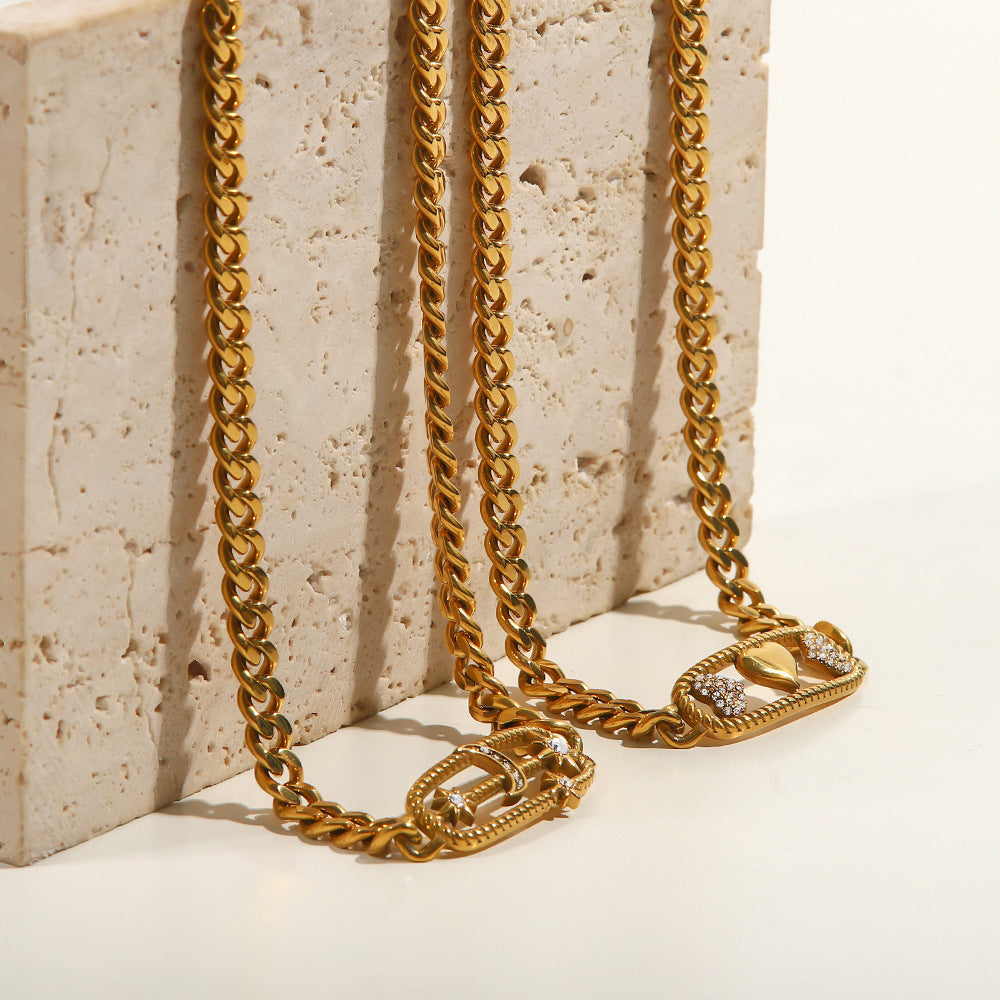 Wholesale Stainless Steel Thick Chain Heart Bracelet