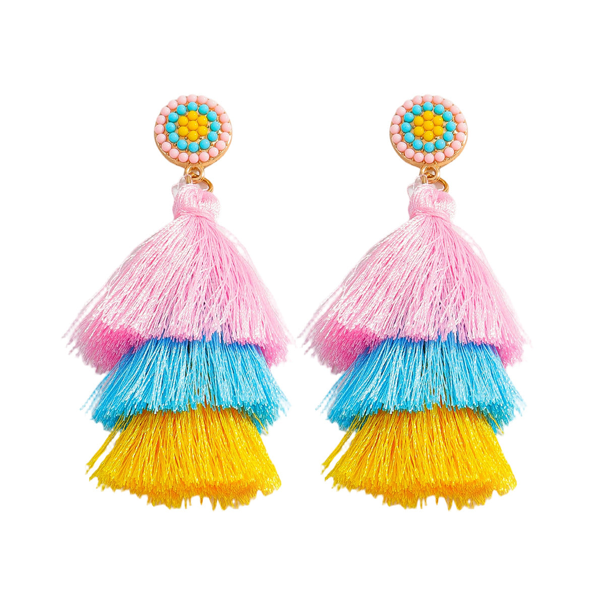 Wholesale Easter tassel colored rabbit letter enamel earrings