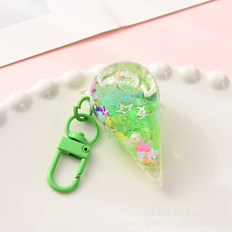 Wholesale Acrylic Liquid Sand Star Ice Cream Keychain