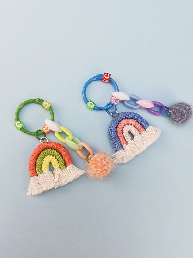 Llavero de lana de lana de tejido de mano al por mayor