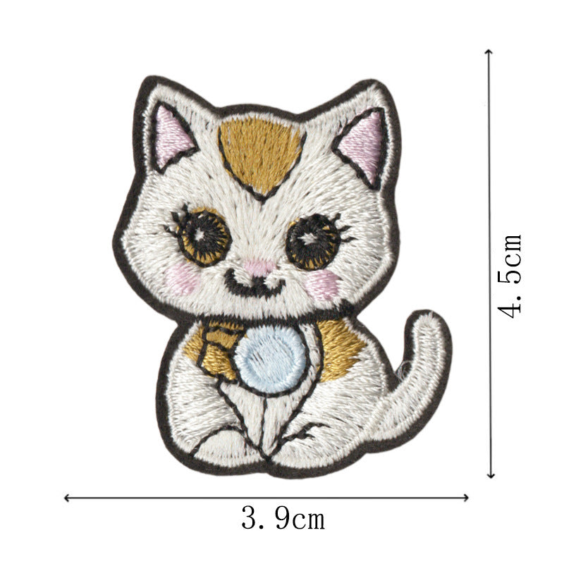 Wholesale Cartoon Kitten Embroidered Iron On Patches 9Pcs Decorative Fashion Accessory For Clothing Towel DIY Gift Boutique Resale