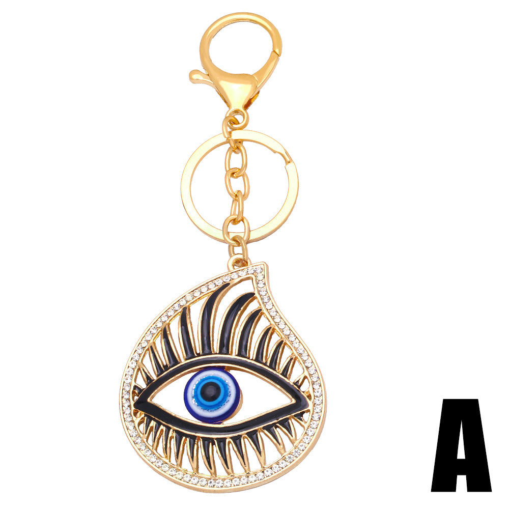 Wholesale Colorful Rhinestone Devil Eye Metal Keychain