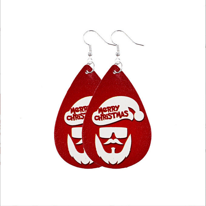 Wholesale Christmas Earrings Christmas Tree Snowflake Elk PU Leather Earrings