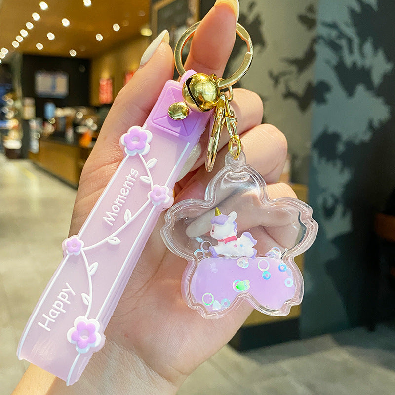 Wholesale Acrylic Quicksand Unicorn Keychain